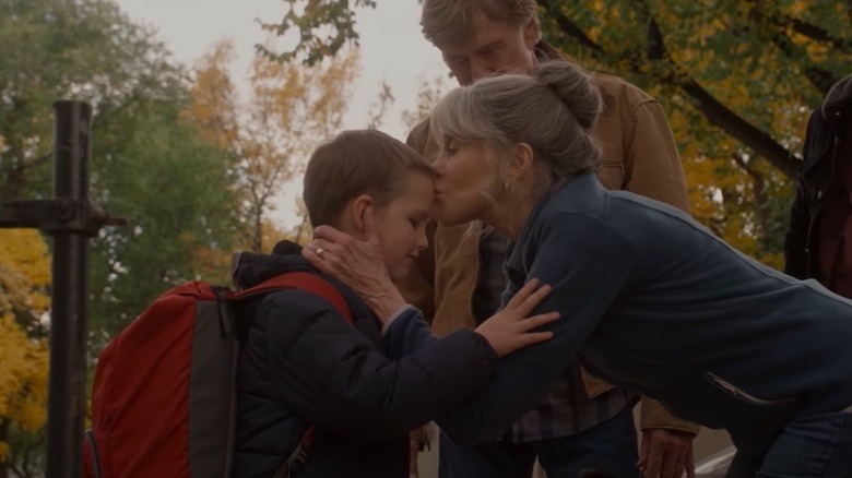 Jane Fonda kissing Iain Armitage on the forehead in a scene from Our Souls at Night