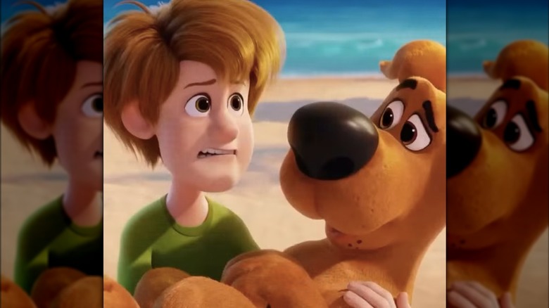 Shaggy and Scooby Doo in a scene from Scoob!
