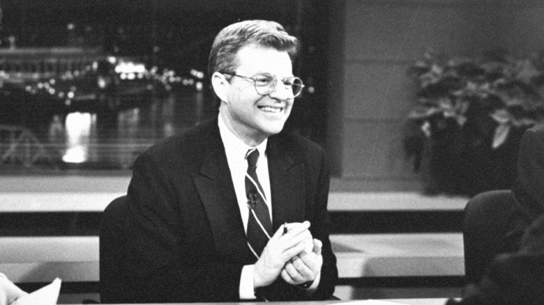 Jerry Springer at news desk