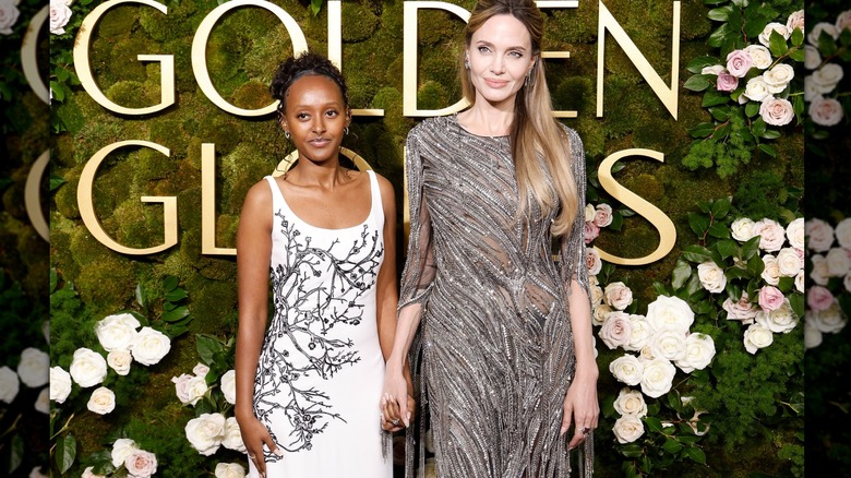 Zahara Jolie posing with Angelina Jolie