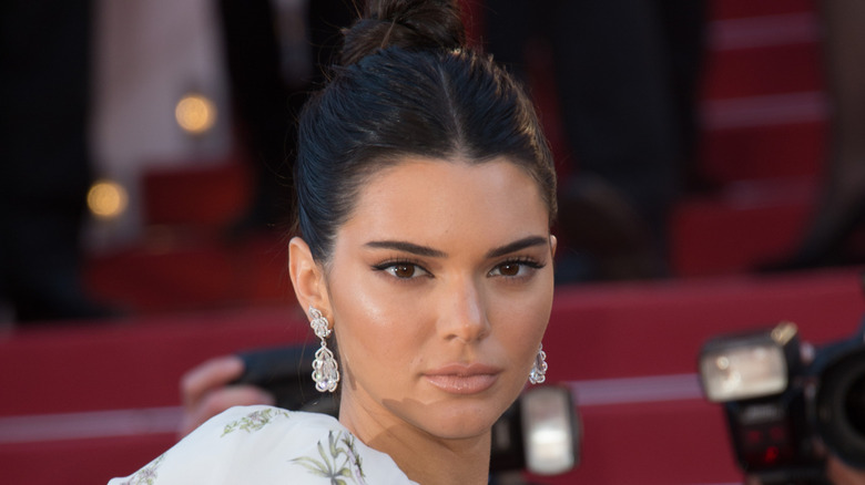 Kendall Jenner posing for a photo with a bun in her hair