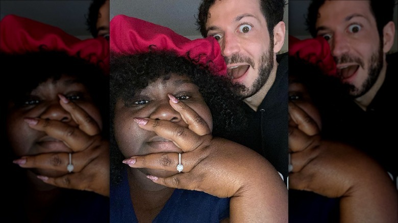 Gabourey Sidibe and Brandon Frankel show off engagement ring