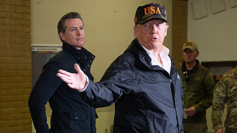 Gavin Newsom and Donald Trump during the 2020 California wildfires.