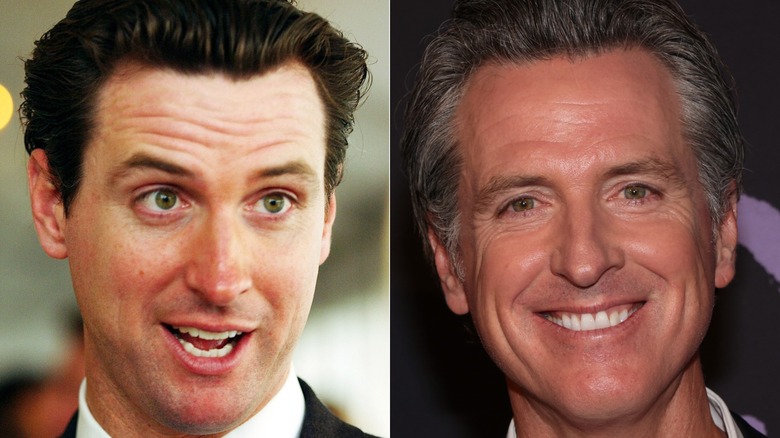 Gavin Newsom speaks during a fundraiser at the Spanish Suite at the Clift Hotel & Gavin Newsom attending the Berggruen Prize Gala at Berggruen Hearst Estate