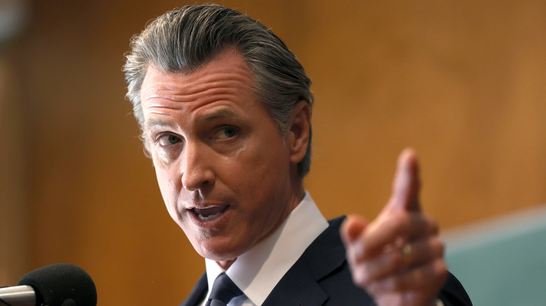 Gavin Newsom making a point