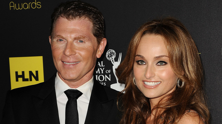 Bobby Flay and Giada De Laurentiis pose together at the 2012 Daytime Emmys.