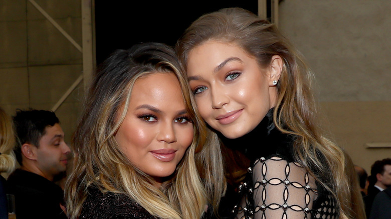 Gigi Hadid posing with Chrissy Teigen