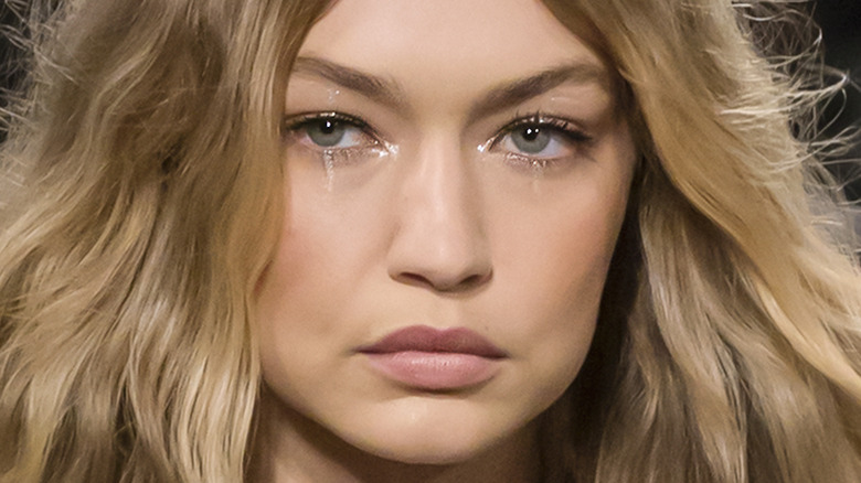 Gigi Hadid looks at camera