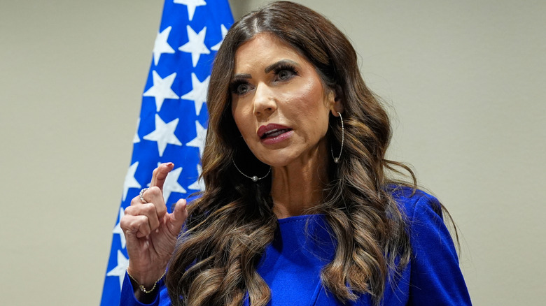 Kristi Noem wearing a blue outfit
