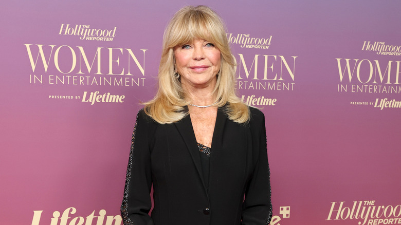 Goldie Hawn wearing a black suit