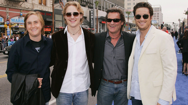 Boston Russell, Wyatt Russell, Kurt Russell and Oliver Hudson at the Poseidon premiere.