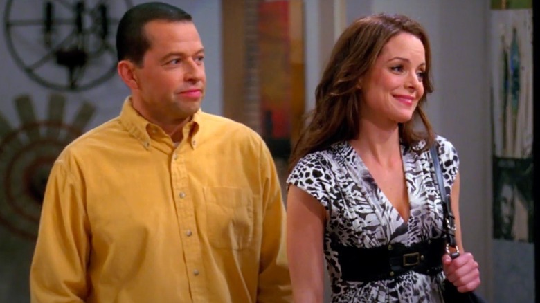 Jon Cryer and Kimberly Williams-Paisley smiling in Two and a Half Men