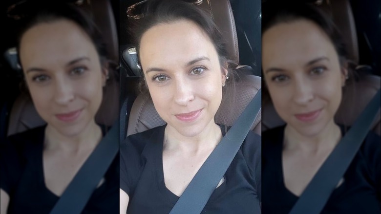 Lacey Chabert wearing seatbelt