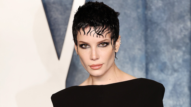 Halsey, smirking