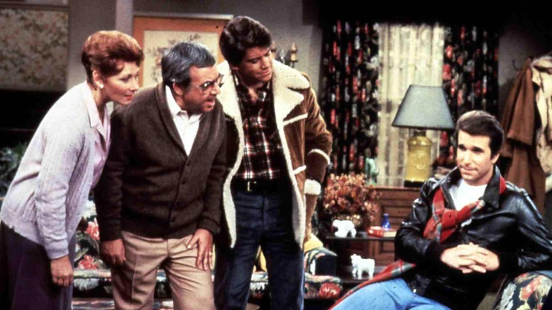 Marion Ross, Tom Bosley, Anson Williams, and Henry Winkler on Happy Days