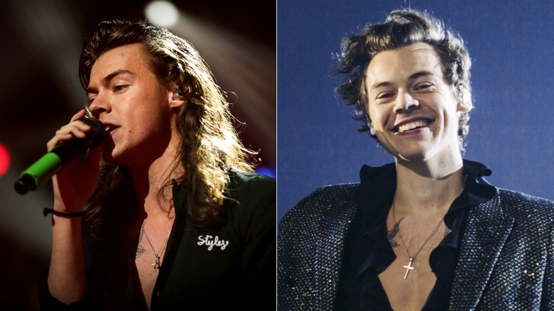 Harry Styles with long hair, Harry Styles with short hair