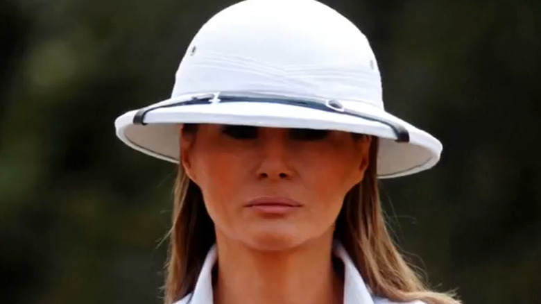 Melania Trump during Africa trip wearing controversial hat