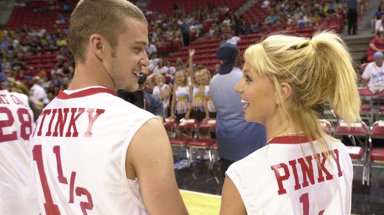 Justin Timberlake and Britney Spears laughing together