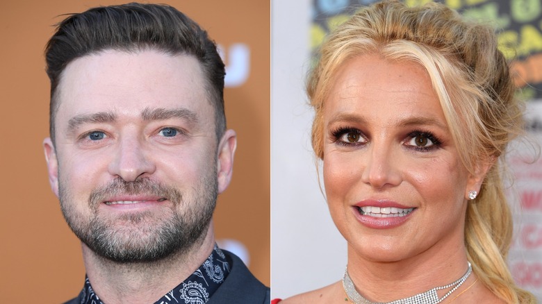 Britney Spears and Justin Timberlake smiling