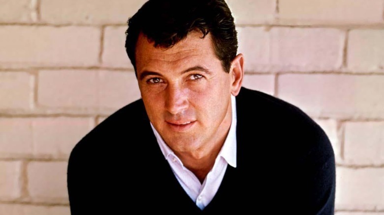 Rock Hudson brick wall publicity photo