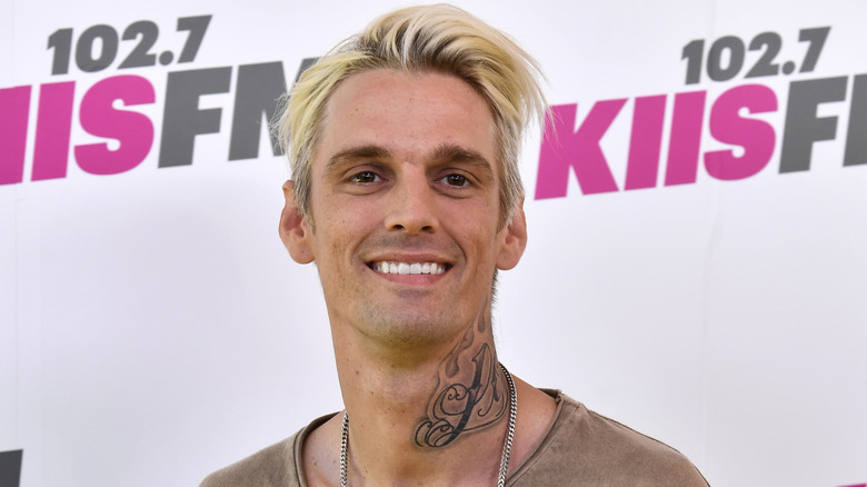 Aaron Carter smiles at a 2022 event