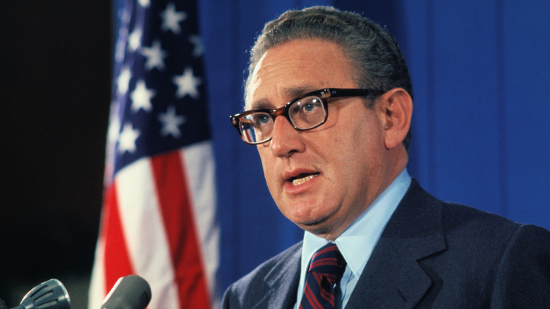 Henry Kissinger at a news conference