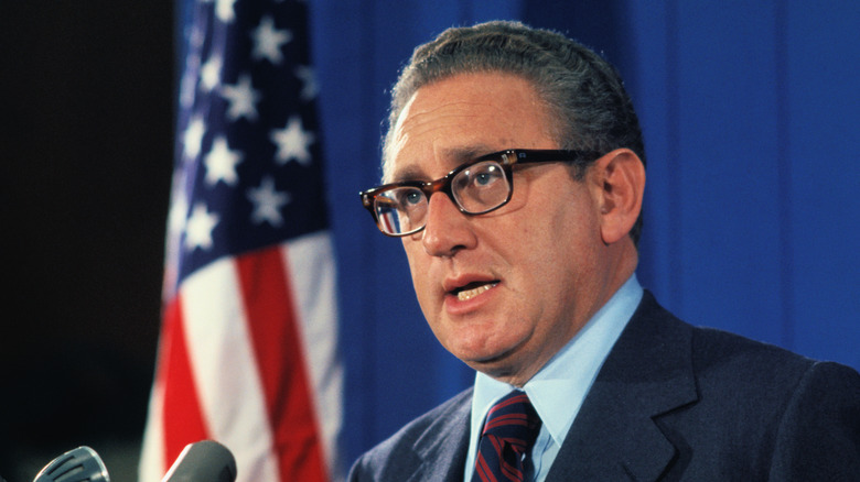 Henry Kissinger at a news conference