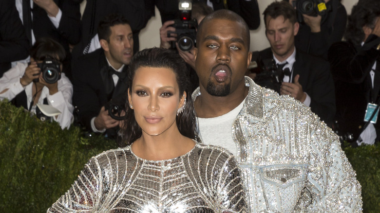 Kim Kardashian and Kanye West on the red carpet