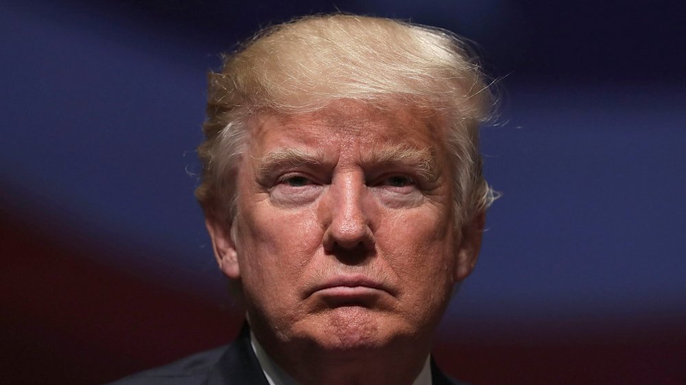 Donald Trump sternly looking at camera 