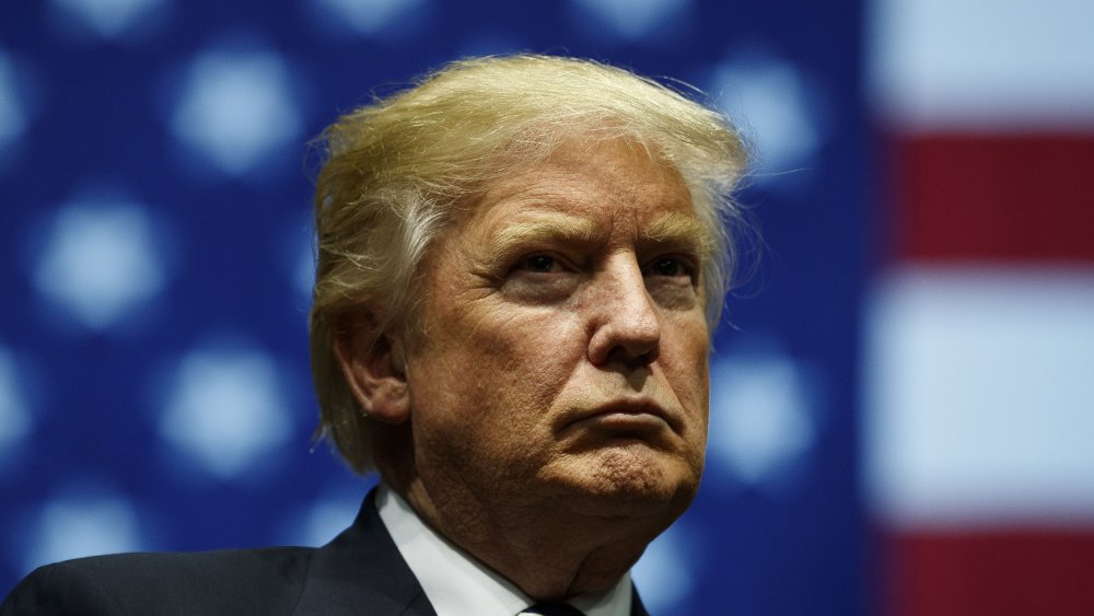 Donald Trump gazing up