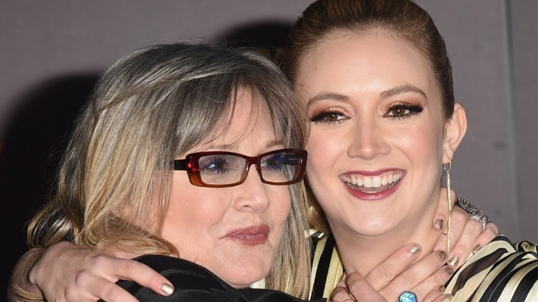 Carrie Fisher and Billie Lourd smiling