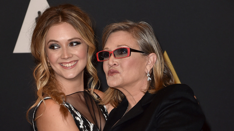 Billing Lourd and Carrie Fisher posing