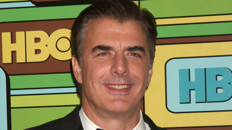 Chris Noth smiling in front of HBO background