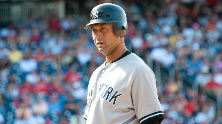 Derek Jeter on baseball field