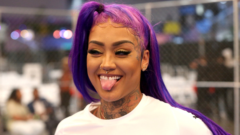 Donna Lombardi with purple hair