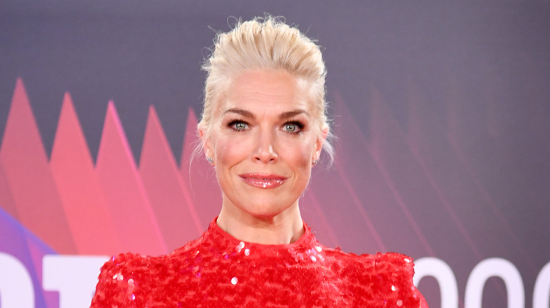 Hannah Waddingham wearing red sequin dress