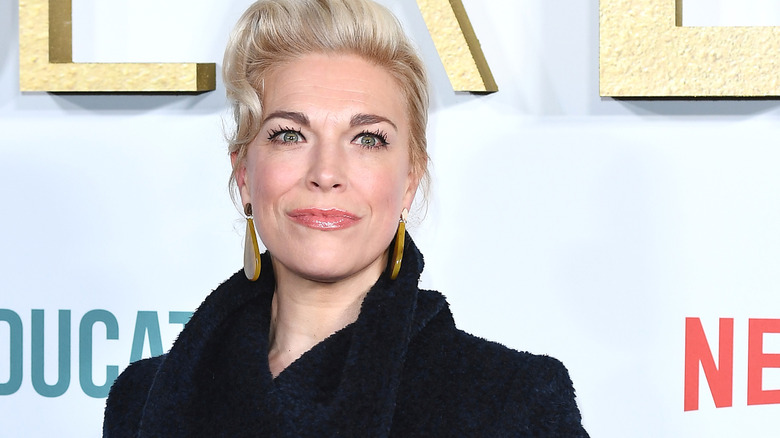 Hannah Waddingham wearing black