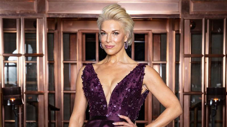 Hannah Waddingham in a purple gown