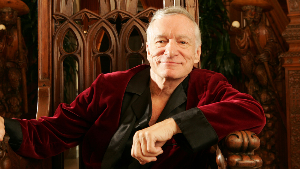 Hugh Hefner posing in 2005