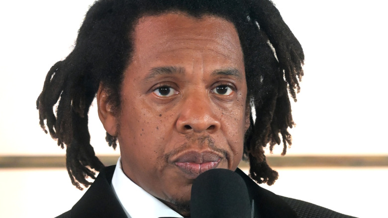 Jay-Z speaking at a festival