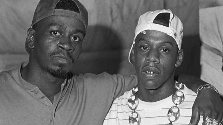 Jaz-O and Jay-Z posing