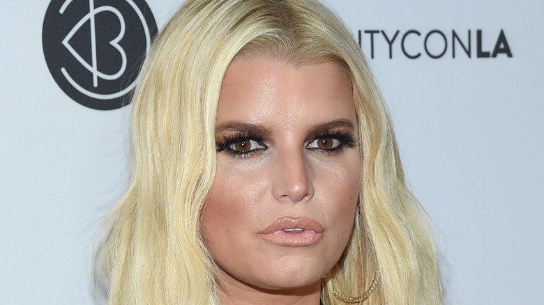 Jessica Simpson with a serious expression