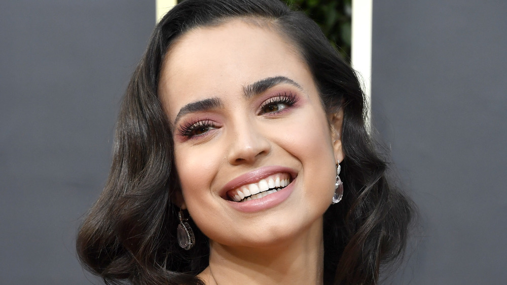 Sofia Carson smiles at the 2020 Golden Globes