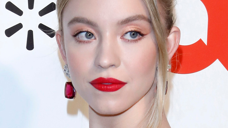 Sydney Sweeney with a red lip