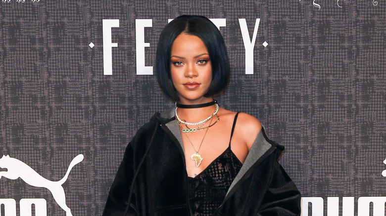 Rihanna with cropped black hair