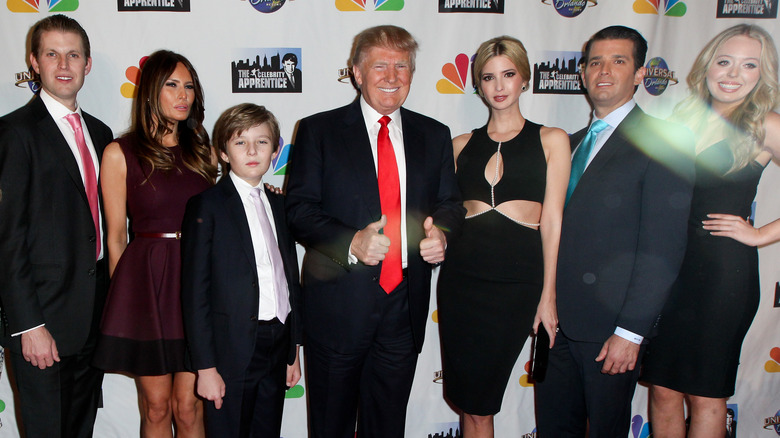 Donald Trump on red carpet with Melania Trump and his five children
