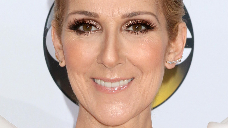 Celine Dion smiles for the press