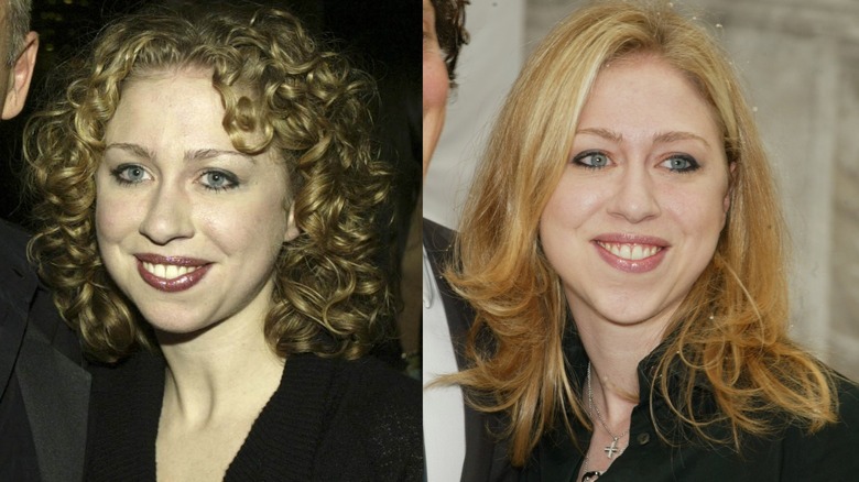Chelsea Clinton in 2003, 2004 split image