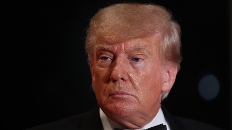 Donald Trump in close-up with black bow tie