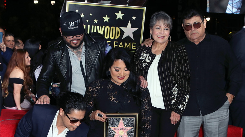 Chris Pérez, AB Quintanilla, Suzette Quintanilla, Marcella Quintanilla, and Abraham Quintanilla at Hollywood Walk of Fame